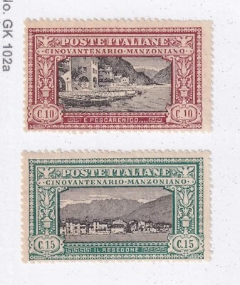 МАРКИ MATT'S ИТАЛИЯ #165-166 «I PROMESSI SPOSI» 10-C. И 15-C. ВЫПУСКИ 1923, MH - Изображение 1 из 3