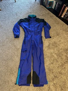 New 90s Retro MOUNTAIN GOAT Nylon Snow/Ski Suit Blue Mens S One Piece - Picture 1 of 6