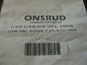 ONSRUD 11-72 Router Bit,HSS,1/4 dia x 3/4 LOC, 3-1/4 OAL 2 Flute USA - Picture 1 of 2