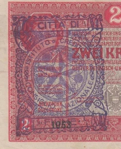 2 KRONEN 1917 Hungary Austria CITTA DI FIUMEConsiglio Nazionale  FIUME banknote  - Picture 1 of 3