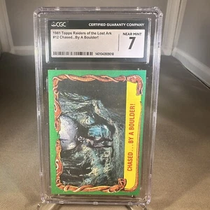 1981 Topps Raiders of the Lost Ark Chased By a Boulder! #12 Indiana Jones CGC 7 - Picture 1 of 3
