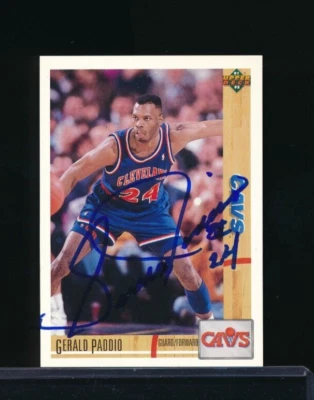 1991-92 Upper Deck #230 Gerald Paddio signed auto autograph blue sharpie 02 - Image 1 of 2