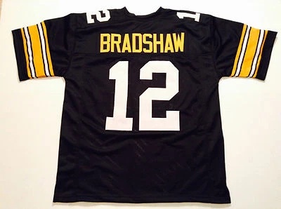 UNSIGNED CUSTOM Sewn Stitched Terry Bradshaw Black Jersey - M, L, XL, 2XL, 3XL