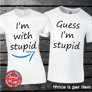 Funny Matching T-shirt Set, "I'm With Stupid", Couples, Family, Wedding, Gift - Picture 1 of 1