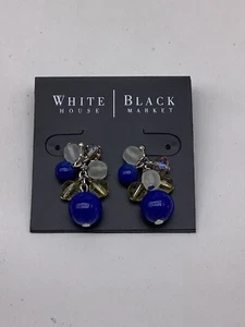 White House Black Market Blue Multi Beaded / Silver Earrings NWTS - Picture 1 of 3