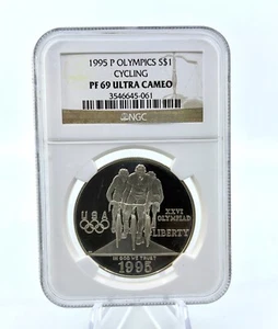 1995-P NGC PF69 Ultra Cameo Olympics $1 Cycling Proof Coin - Picture 1 of 2