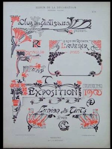 VIGNETTES ART NOUVEAU, TYPOGRAPHIE -1900- PLANCHE, BONVALLET - Foto 1 di 1