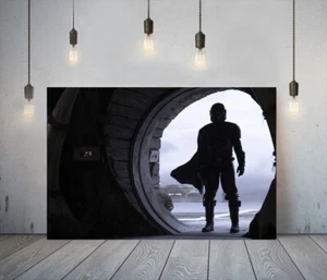 THE MANDALORIAN 1 - TIEF GERAHMTE LEINWANDKUNST BILD PAPIERDRUCK - SCHWARZ BLAU - Bild 1 von 17