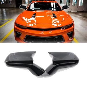 Par de tapa de espejo retrovisor negra brillante para Chevy Camaro SS RS ZL1 LT 16-22 - Imagen 1 de 12
