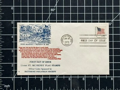 🔥Ft. McHenry Flag .15c Stamp on FDC-Jun 30, 1978-Baltimore Philatelic Society - Image 1 of 2