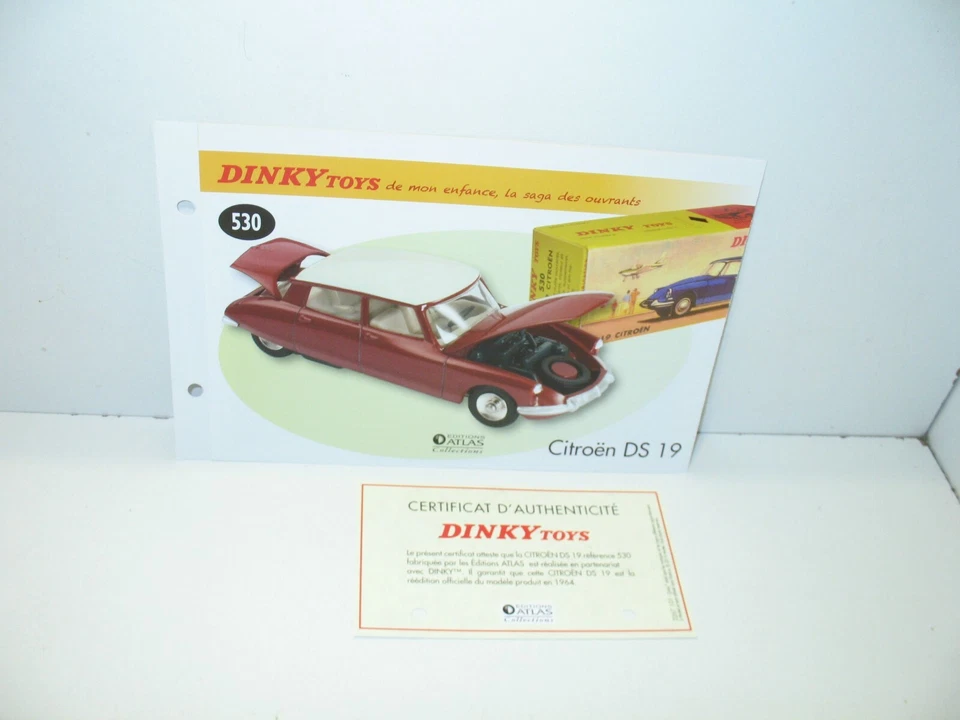 1 Card + Cert. Dinky Toys Atlas Repro Ref 530, Citroen DS 19 - Image 1 of 1