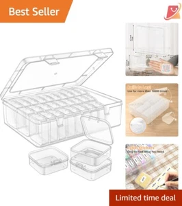 Bead Organizer Box Clear 31 Pcs Storage Containers Hinged Lid for Craft DIY - Picture 1 of 11