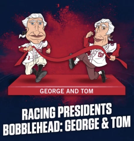 2023 Racing Presidents Bobblehead George & Tom Washington Nationals SGA 8/12/23 Cover