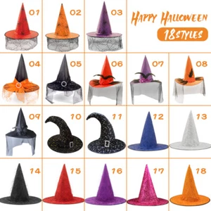 Halloween Witch Hats Party Mesh Witch Hats Ghost Festival Party Cosplay Props - Picture 1 of 30