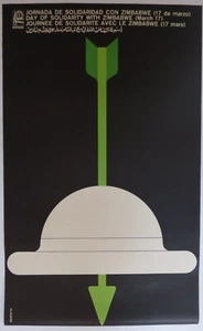 Poster d'arte solidale dello Zimbabwe cubano originale 1970 da OSPAAAL a L'Avana Cuba - Foto 1 di 5