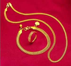 Jewelry set Lady's New 22K 23K 24K THAI BAHT GOLD GP NECKLACE18" /new - Picture 1 of 5