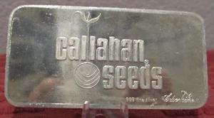 Vintage Callahan Seeds 3.4 Troy Oz. .999 Fine Silver Bar - Silvertowne Mint - Picture 1 of 2