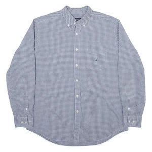 NAUTICA Mens Shirt Blue Check Long Sleeve L - Picture 1 of 6