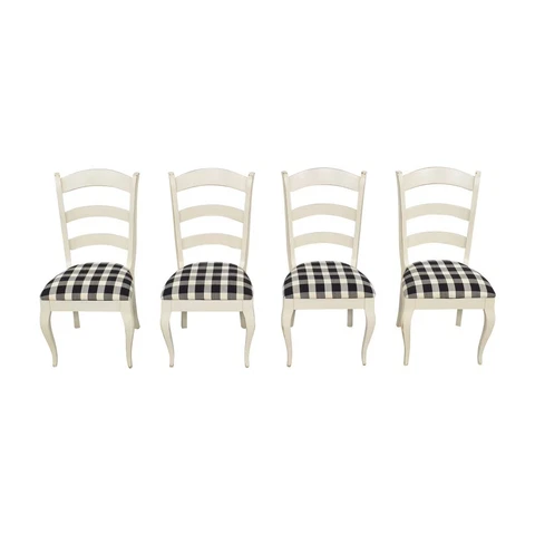 Nichols & Stone Set of 4 Traditional American Plaid Patterned Dining Chairs Cover