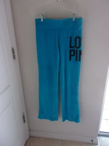 PINK VICTORIA'S SECRET-SIZE XS BRIGHT TEAL VELVET/VELOUR SWEAT PANTS FOR WOMAN - Picture 1 of 2