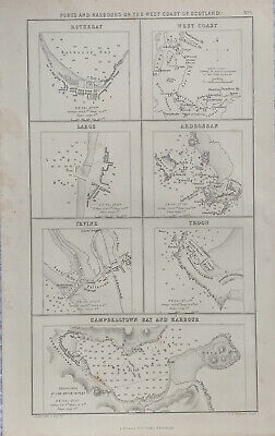1856 Porte Della Scozia Occidentale Rothesay Largs Ardrossan Etc Map By G.H. Swanston • 28.18€