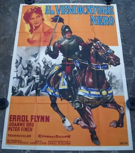 manifesto 4F film THE WARRIORS THE DARK AVENGER IL VENDICATORE NERO Errol Flynn - Foto 1 di 1