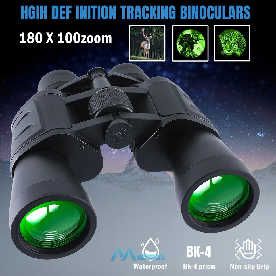 Binoculars 180x100 Wide Angle Military Zoom Day/Night Telescope Waterproof+Bag - Image 1 of 4