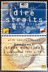 Affiche cinéma DIRE STRAITS 105x157cm Poster Concert Live Bordeaux WORLD TOUR 92 - Picture 1 of 2