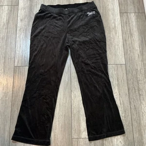 Pantalones de terciopelo Juicy Couture para mujer medianos negros tiro medio pierna ancha Y2K vintage XL - Imagen 1 de 5