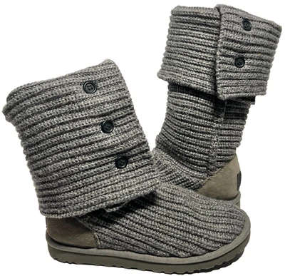 Botas UGG Cardy Tejidas Plegables y2k Plantilla Sherpa Sin Cordones Suéter Botín EE. UU. 7 EU38 Foto 1 de 4