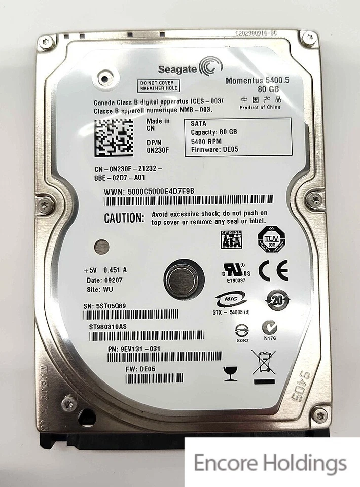 Dell (Seagate 9EV131-030) Momentus 80 GB Internal Hard Drive - 5400 RPM - N230F - Image 1 of 1