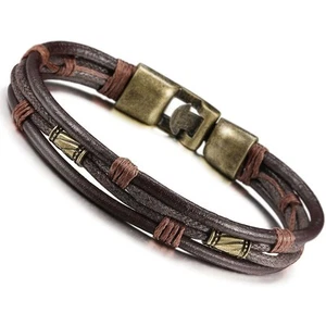 Mens Vintage Leather Wristband Brown Rope Bracelet Bangle - Stylish Men's Jew... - Picture 1 of 7