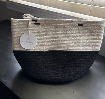 Mia Melange Cotton Coil Rope Fold-able Basket Carryall Handbag Tote NEW - Image 1 of 3