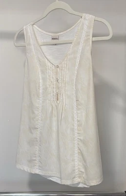 Merona, blanco roto, sin mangas, botón delantero, aireado, plisado, cuello en V, XS Foto 1 de 4