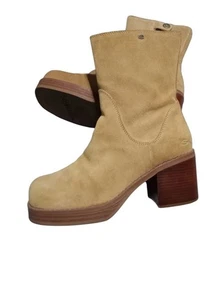 Skechers Women's Chunky Platform Suede Leather Sand Zip Boots Sz 6.5 Y2K Bratz - Picture 1 of 12