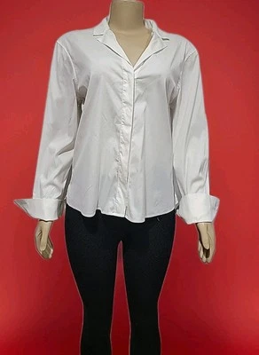 Blusa Camisa Feminina Jill Sander Mate Branca 42/US6 Punhos Franceses LS Botão para Cima #C - Imagem 1 de 4