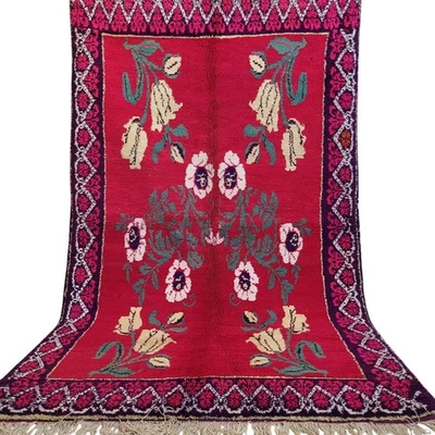Vintage Moroccan Berber Wool Red Rug 60 Days Handmade 40 Years Old Kilim Carpet - Image 1 of 4