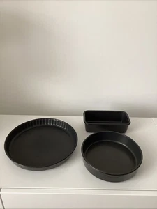Pyrex Classic Schwarz Glas Ofengeschirr Set - Laib Flan Kuchen - 3er Set - Bild 1 von 24