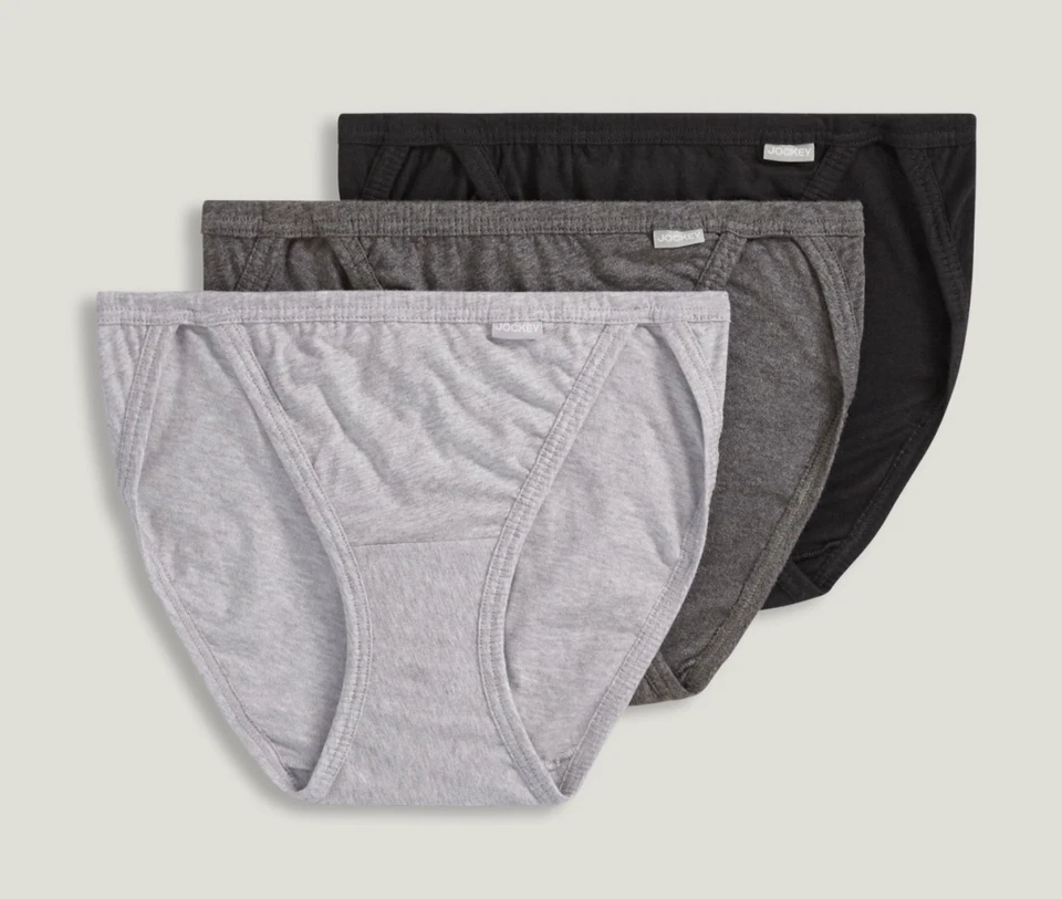 Paquete de 3 bikinis de cuerda para mujer Jockey (grises) 100 % algodón ropa interior cómoda Foto 1 de 4