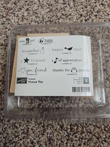 Stampin Up! PICTURE THIS 8 Pc Stamp Set 118538 Cling Sayings Expressions Hostess - Picture 1 of 3