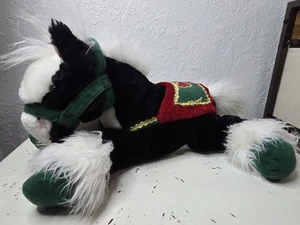 Commonwealth Black Horse Plush Christmas Bow Saddle Bridle Stuffed Animal 2002 - Picture 1 of 7