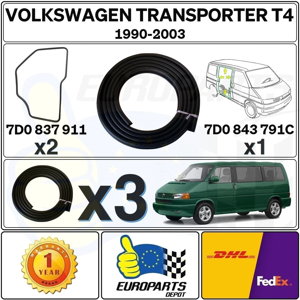 Volkswagen EuroVan 1992-2003 Juego de 3 piezas de juntas de resistencia para puertas delanteras puerta corredera Foto 1 de 4
