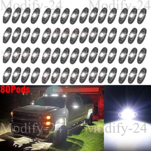 White 80Pods LED Rock Lights For Jeep Offroad Boat Truck UTV ATV Car Lamp 80 - Picture 1 of 16