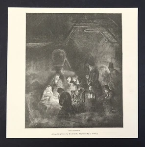 La Natività dal quadro di Rembrandt prima xilografia 1890 - Foto 1 di 2