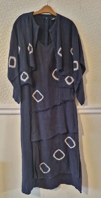 Lauren Vidal 1980s Japanese Style Linen Dress And Jacket - Image 1 of 4