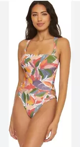 NWT! Becca Women’s Bora High Leg One-Piece Swimsuit Size S Tropical Print $158 - Picture 1 of 5