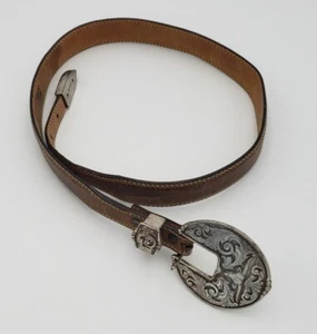 Cintura uomo Tony Lama Western pelle marrone taglia 32 design Brahma Bull su fibbia - Foto 1 di 5
