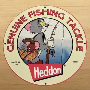 VINTAGE HEDDON PORZELLANSCHILD ANGELKÖDER VERKAUF SERVICE STATION PUMPE TELLER ANZEIGE - Bild 1 von 8