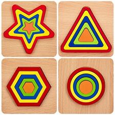 Puzzle di Legno Colori e Forme Geometriche per Bambini, Montessori (C5l)