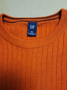 Vtg 90's GAP Ribbed Pullover Sweater Men's XXL Crew Neck Orange 100% Cotton Y2K - Picture 1 of 10